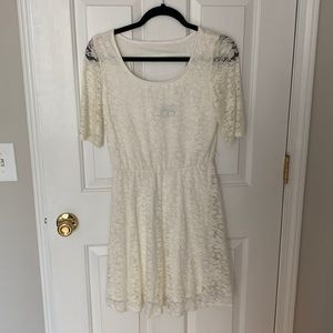 Cream Lace Cutout Dress - Junior Medium